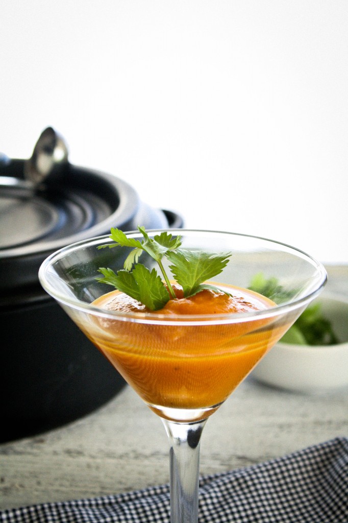 carrot soup in glass