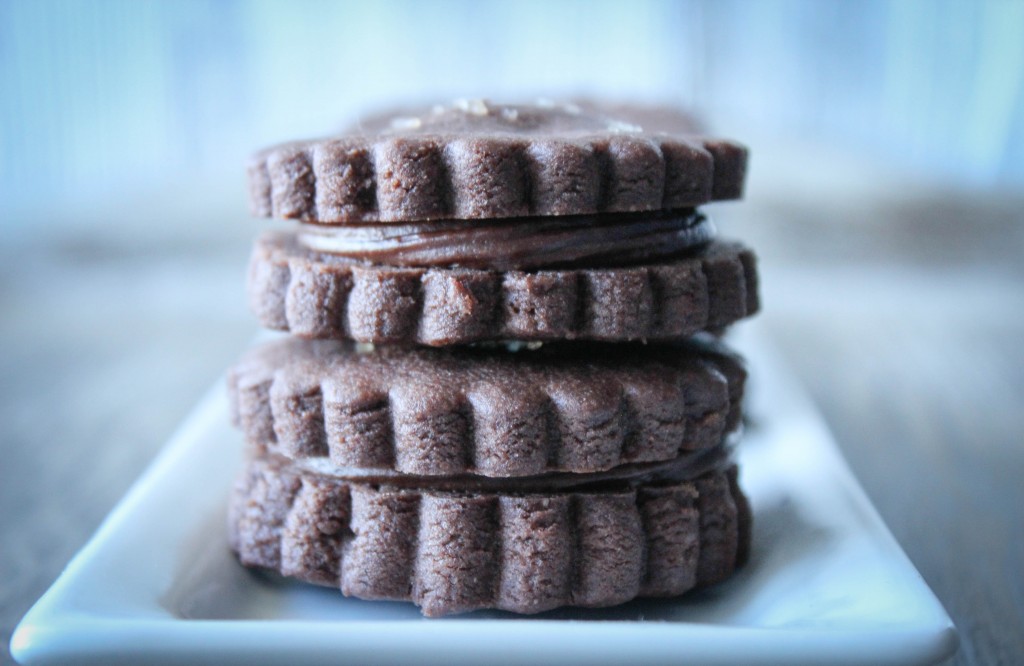 Chocolate Sandwich Cookies with Milk Chocolate Filling
