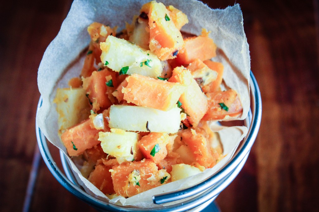 White and Sweet Potato Hash