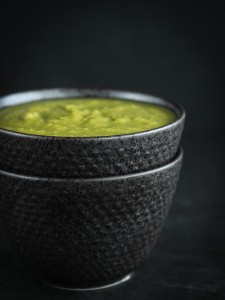 pea soup in tea cup