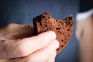 spiced chocolate bread drew holding