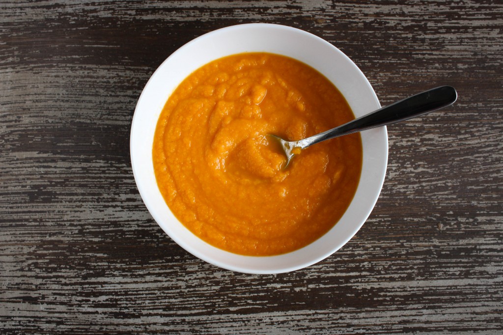 roasted parsnip carrot soup striped tray above_