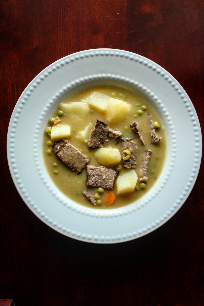 OS brisket and potato stew above