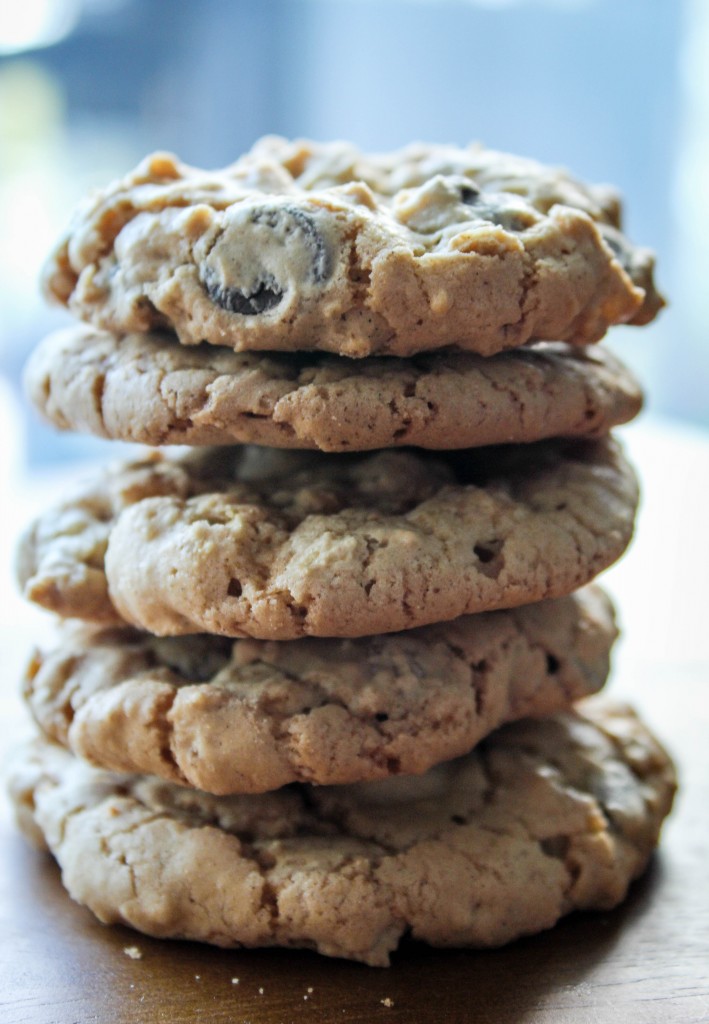 oat choc chip stacked close up