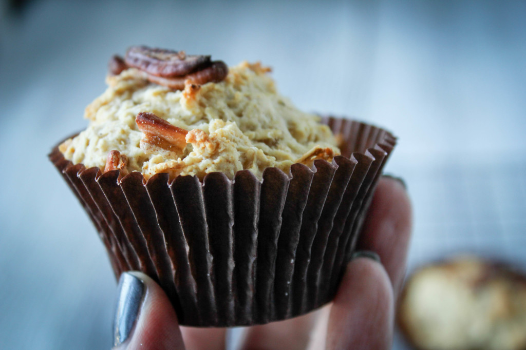 oatmeal pecan muffins held