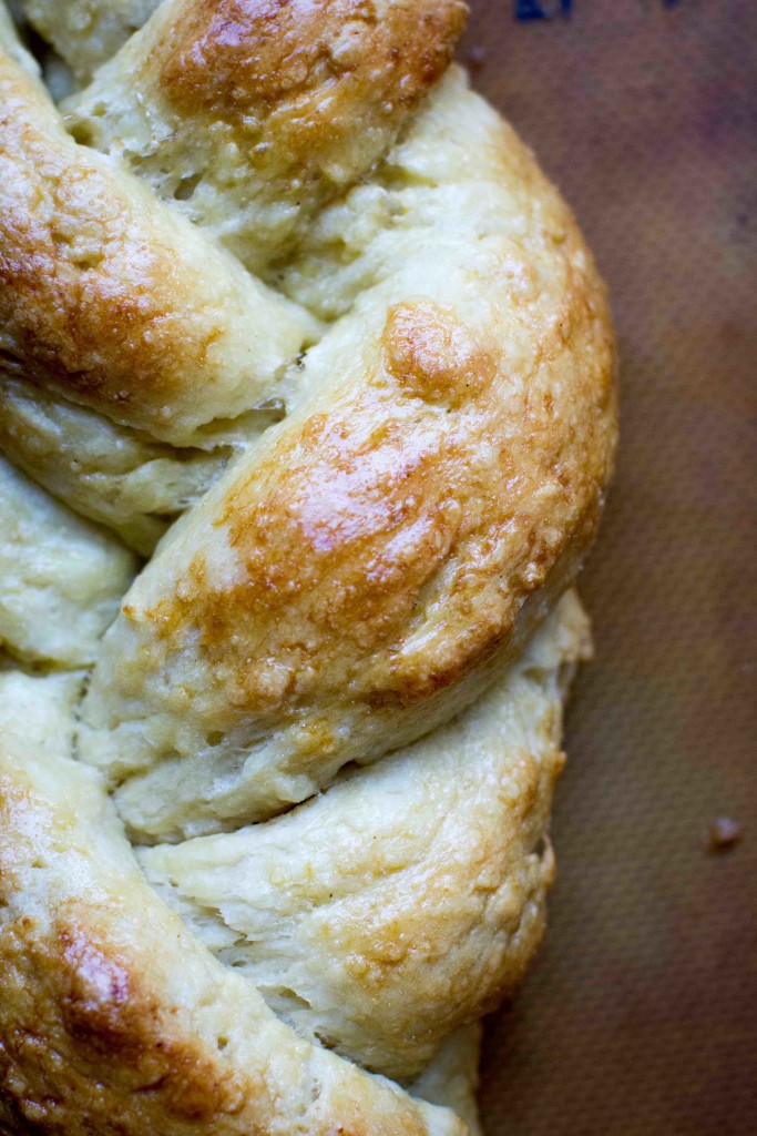 Brioche dough braided done on the side -- bakesinslippers.com