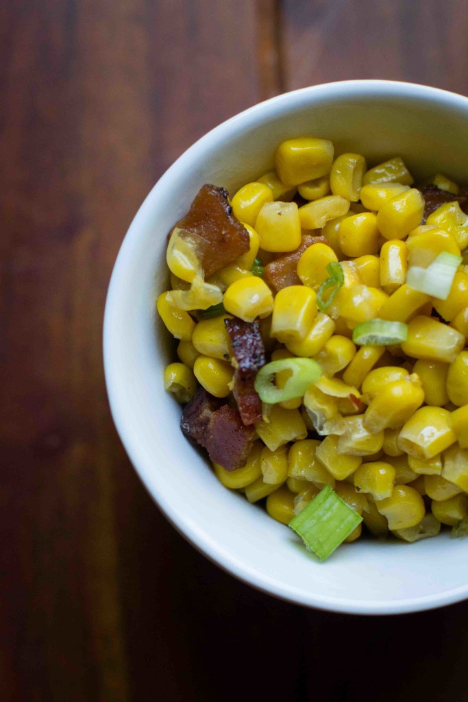 Corn Salad in white bowl || bakesinslippers.com