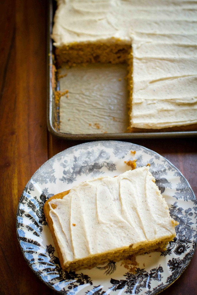 Pumpkin Sheet Cake with Brown Butter Cream Cheese Frosting